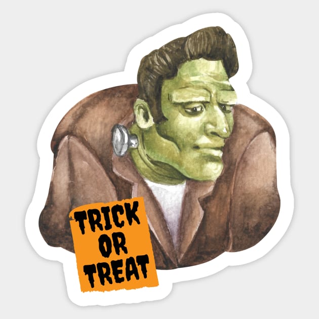 Frankenstein Trick or Treat Sticker by 45 Creative Club